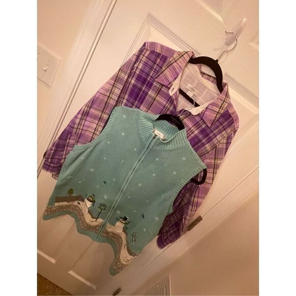 CJ Banks women’s size 1X bundle lot winter vest and button up - Picture 1 of 16